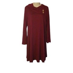 Love, Kuza Heathered Red Button Shift Dress Size Medium